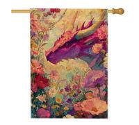 Drapeau de jardin floral violet vif, bannière de décoration extérieure fantaisie, affichage double face printemps été cour, motif floral coloré pour décoration de la maison, 71 x 101,6 cm