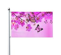 Drapeau De Jardin Flowers And Butterflies Drapeaus Décoratif Premium Pride Flag Amusante Drapeau De Bienvenue Pour Patio Cour Pavillon 152X90CM