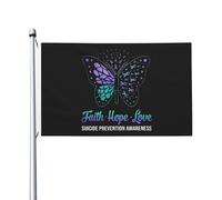 Drapeau De Jardin Foi Espoir Amour Papillon Sensibilisation À La Prévention Du Suicide Durable Drapeaux Décoratif Suspendre Bannière Décorative Pour Pelouse Balcon D'Intérieur 3X5 Ft