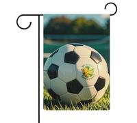 Drapeau de jardin « Football on the Grass » - 32,6 x 47,5 cm - Vertical double face - Drapeaux de jardin d'été en lin - Décoration extérieure saisonnière - Drapeau d'extérieur pour ferme, vacances