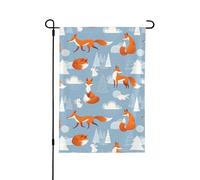 Drapeau de jardin Fox Bunny Cloud 71,1 x 101,6 cm double face vertical en polyester pour décoration de cour, de maison, de porche, de ferme, de patio, de pelouse
