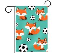 Drapeau de jardin Fox Soccer - 30,5 x 45,7 cm - Double face à l'extérieur - Drapeau décoratif pour les vacances - Décoration extérieure saisonnière