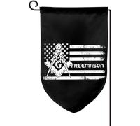Drapeau de jardin franc-maçon américain 32 x 46 cm (12,5 x 18 pouces) - Décoration familiale - Bannière de bienvenue - Décoration extérieure pour boîte aux lettres - Impression recto verso - Taille un