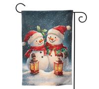 Drapeau de jardin frères bonhomme de neige de Noël - Drapeaux de jardin 30,5 x 45,7 cm double face, petits drapeaux de jardin pour extérieur, décoration d'intérieur et d'extérieur