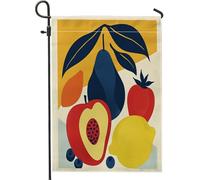 Drapeau de jardin fruitier de récolte d'été, jaune, rouge, bleu, fla, art abstrait moderne, pour décoration de vacances en plein air, 30,5 x 45,7 cm