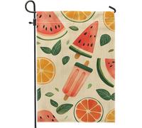 Drapeau de jardin fruitier d'été, bannière colorée en toile de jute pour décoration de pelouse, 30,5 x 45,7 cm