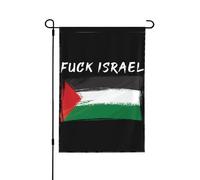 Drapeau de jardin Fuck Israel 28x40 Free Palestine We WillLeave Panneau de jardin Sauver le drapeau de Gaza Pas de support de drapeau double face