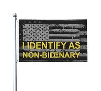 Drapeau De Jardin Funny American I Identify As Non Bidenary Us Drapeaus Décoratif Antifouling Pride Flag Couleur Vive Drapeau De Bienvenue Pour Pelouse Cour Pavillon 152X90CM