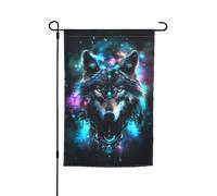 Drapeau de jardin Galaxy Wolf, drapeau décoratif double face pour terrasse extérieure, 30 x 45 cm