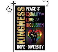 Drapeau de jardin gentillesse, gentillesse, paix, égalité, amour, inclusion, espoir, diversité, panneau de printemps, 30,5 x 50,8 cm, panneau de cour LGBTQ double face pour l'extérieur