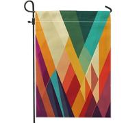 Drapeau de jardin géométrique abstrait multicolore, automne hiver coloré, design artistique moderne, décoration de jardin Fla pour l'extérieur fête de vacances 30,5 x 45,7 cm