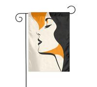 Drapeau de jardin géométrique abstrait rétro visage de femme 30 x 45 cm vertical double face ferme vacances décorations extérieures drapeau de cour