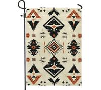 Drapeau de jardin géométrique du désert d'automne, bannière de décoration extérieure à motif tribal orange et noir, drapeau de cour double face, décoration de pelouse de fête saisonnière 30,5 x 45,7
