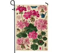 Drapeau de jardin géranium d'été, bannière florale de pêche pour décoration d'intérieur, drapeau de cour en tissu double face, décoration de pelouse extérieure, Hello Sunshine 30,5 x 45,7 cm