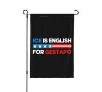Drapeau de jardin Gestapo Ice 12x18 « Fuck Is English For Yard Sign House No Flagstand »