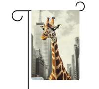 Drapeau de jardin girafe à New York double face 30,5 x 45,7 cm, drapeau vertical en lin, drapeaux de maison durables pour fêtes de vacances décoratives en plein air