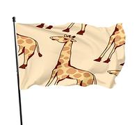 Drapeau de jardin girafe mignonne 9,1 x 1,5 m, animal africain de dessin animé tropical, girafe mignonne, jungle, safari, décoration extérieure, porche, jardin, bannière avec œillets