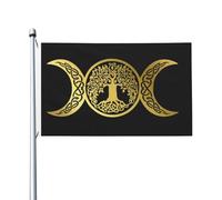 Drapeau De Jardin Gold Triple Moon Goddess Wiccan Tree Of Life Garden Flag Premium Drapeau De Bienvenue Couleur Vive Pride Flag Pour Pavillon Patio Cour 152X90CM