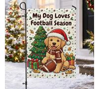 Drapeau de jardin Golden Retriever avec citation de football pour amoureux | Thème de la saison de football, drapeau de cour, décoration d'animaux de vacances, drapeau de cour en plein air