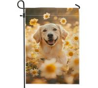 Drapeau de jardin Golden Retriever, beau fond floral pour décoration d'intérieur, drapeau d'été double face, décoration de pelouse extérieure, 30,5 x 45,7 cm