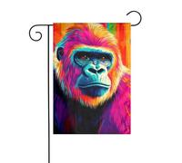 Drapeau de jardin Gorilla coloré 30 x 45 cm vertical double face ferme vacances décorations extérieures drapeau cour drapeau