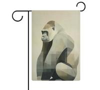 Drapeau de jardin gorille moderne et minimaliste en toile de jute double face 30,5 x 45,7 cm