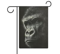 Drapeau de jardin Gorille noir et blanc en toile de jute double face 30,5 x 45,7 cm