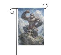 Drapeau de jardin Gorilles assis sur crâne humain 30 x 45 cm Vertical double face Ferme Vacances Décorations extérieures Drapeau de cour