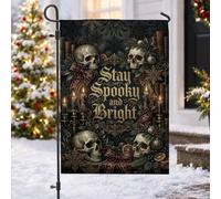 Drapeau de jardin gothique avec citation crâne de Noël 30,5 x 45,7 cm | Esthétique gothique, drapeau de cour, décoration de vacances d'hiver, thème gothique savant, bannière extérieure saisonnière