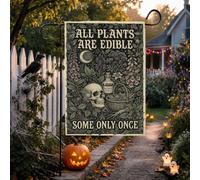 Drapeau de jardin gothique avec citation de crâne botanique pour Halloween | Illustration botanique, drapeau de pelouse, thème apothicaire, humour spirituel, décoration de cour gothique