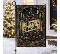 Drapeau de jardin gothique avec citation de Noël 30,5 x 45,7 cm | Ornements en forme de tête de mort, drapeau de cour, jack-o-lanternes, rouleau gothique, décoration de jardin d'hiver