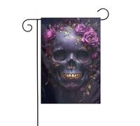 Drapeau de jardin gothique avec roses violettes - 30 x 45 cm - Vertical double face - Décoration extérieure de ferme