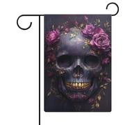 Drapeau de jardin gothique avec roses violettes en toile de jute double face 30,5 x 45,7 cm