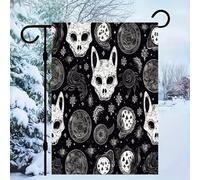 Drapeau de jardin gothique avec tête de mort et chat - 30,5 x 45,7 cm - Double face à l'extérieur - Décoration de printemps pour la maison, la cour saisonnière - Pour décoration extérieure