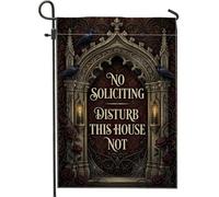 Drapeau de jardin gothique corbeau 30,5 x 45,7 cm | Architecture gothique, drapeau de cour, oiseau corbeau, roses rouge foncé, éclairage de bougies, atmosphère mystérieuse