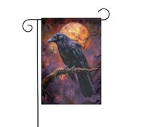Drapeau de jardin gothique corbeau sur branche 30 x 45 cm vertical double face ferme vacances décorations extérieures drapeau de cour