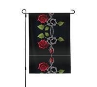Drapeau de jardin gothique double face avec roses noires 71,1 x 101,6 cm (léger) - Décoration imprimée sur toute la surface pour cour, jardin, terrasse ou porche