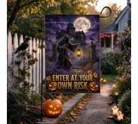 Drapeau de jardin gothique effrayant avec citation d'Halloween 30,5 x 45,7