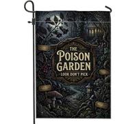 Drapeau de jardin gothique Poison Botanique Champignon 30,5 x 45,7 cm | Art botanique gothique, drapeau de cour, jardin sombre esthétique, thème de la nature mystérieuse, décoration de cour