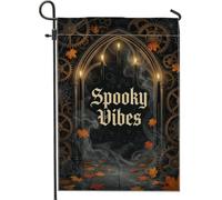Drapeau de jardin gothique Steampunk avec citation Halloween 30,5 x 45,7 cm | Engrenages steampunk, drapeau de pelouse, bougies flottantes, feuilles d'érable, toiles d'araignée, décoration gothique