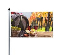 Drapeau De Jardin Grapes Barrel Wine Scene Drapeaus Décoratif Amusante Garden Flag Antifouling Drapeau De Bienvenue Pour Patio Pavillon Pelouse 152X90CM