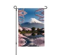 Drapeau de jardin graphique double face du Mont Fuji au début du printemps - 71 x 101 cm Grande taille, parfait pour la cour, la décoration extérieure, drapeau de bienvenue