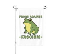 Drapeau de jardin « Grenouilles contre le fascisme » 30 x 45 cm (12 x 18 pouces) - Portland - Manifestation des grenouilles - Panneau de jardin - Drapeau de maison - Sans support - Double face