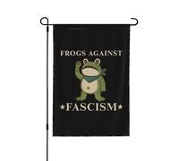Drapeau de jardin « Grenouilles contre le fascisme » 30 x 45 cm (12 x 18 pouces) - Portland - Manifestation des grenouilles - Panneau de jardin - Drapeau de maison - Sans support - Double face