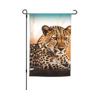 Drapeau de jardin Guépard Waiting For An Opportunity 30,5 x 45,7 cm double face Printemps été décoratif Bannière Petit drapeau saisonnier Décoration extérieure