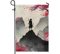 Drapeau de jardin guerrier samouraï, bannière de décoration extérieure double face en toile de jute, décoration de pelouse pour toutes les saisons, art de la maison et du jardin, 30,5 x 45,7 cm