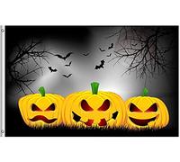 Drapeau De Jardin Halloween Scary Bats Yellow Jack-O-Lantern Pumpkins Moon Hallowmas Drapeaus Décoratif Amusante Drapeau De Bienvenue Premium Garden Flag Pour Pavillon Patio Pelouse 152X90CM