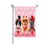 Drapeau de jardin Happy Dogs double face 71,1 x 101,6 cm, drapeaux roses pour les amoureux des chiots pour l'extérieur, décoration de Pâques et d'été, décorations de jardin pour toutes les saisons