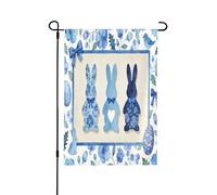 Drapeau de jardin « Happy Easter Bunny » double face 71,1 x 101,6 cm, drapeaux de lapin pour l'extérieur, œufs de Pâques, fleurs pour décoration extérieure, décorations de cour de vacances pour toutes