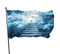 Drapeau de jardin « Happy Fathers Day In Heaven Dad » 3 x 5 pieds avec deux œillets en laiton, double couture, couleurs vives, anti-décoloration